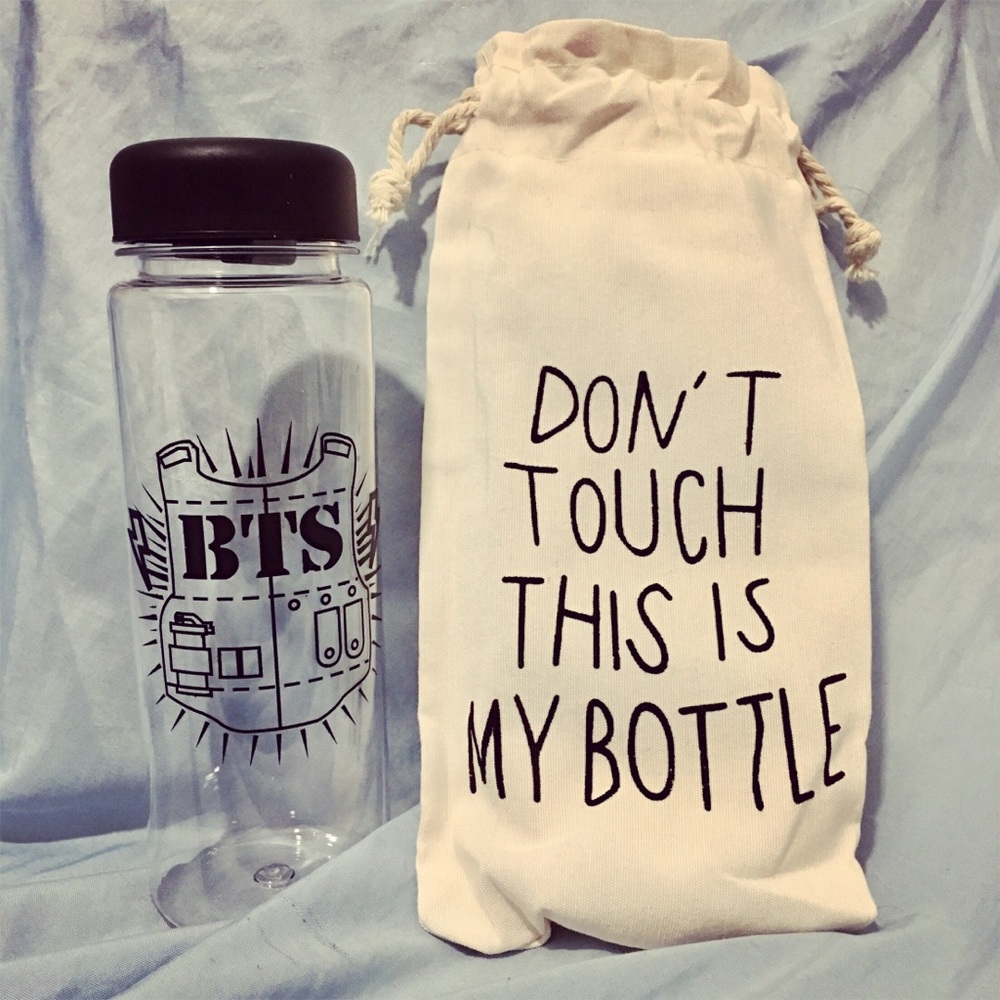 Nwt Kpop BTS Clear Bottle with Pouch